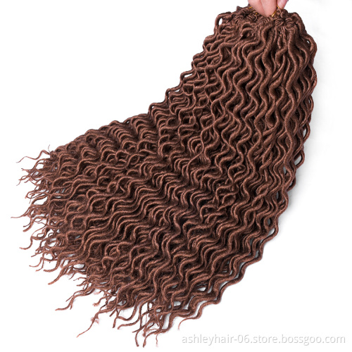 18 Inch 24 Strands 100% Synthetic Braids Hair Goddess Wavy Faux Locs Curly Crochet